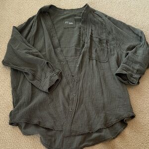 Aerie Olive Button Down Shirt
